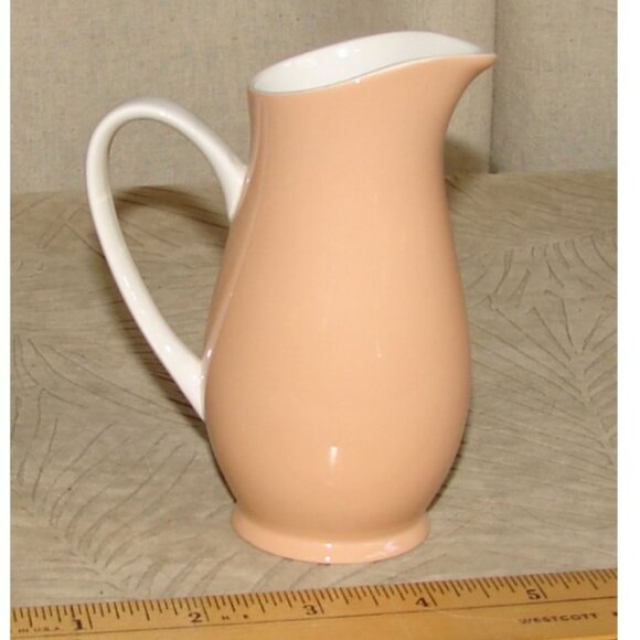 Vtg Kokura Ware Japan CREAMER, Apricot & White, Iron Stone, MCM Mid-Century - Picture 2 of 6